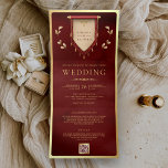 Antique Maroon Red Gold Scroll Mittelalterliche Ho Dreifach Gefaltete Einladung<br><div class="desc">Erleben Sie Ihren Gast mit diesem eleganten und einladenden Ambiente in einer Hochzeitsfeier mit einer Vintagen Schriftrolle und moderner Typografie mit QR-Code für Online-UAWG. Fügen Sie einfach Ihre Veranstaltungsdetails zu dieser benutzerfreundlichen Vorlage hinzu und schmücken Sie diese Karte mit Ihren bevorzugten Fotos, um sie zu einer einmaligen Einladung zu machen....</div>
