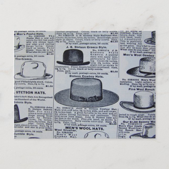 Antique Mens Hats Postkarte (Vorderseite)