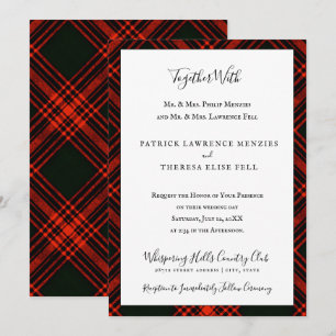 Antique Menzies Red Clan Tartan Scottish Kariert Einladung