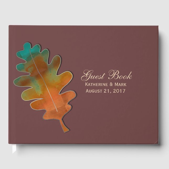 Antique Merlot und Fall Leaf Wedding Gästebuch (Vorderseite)