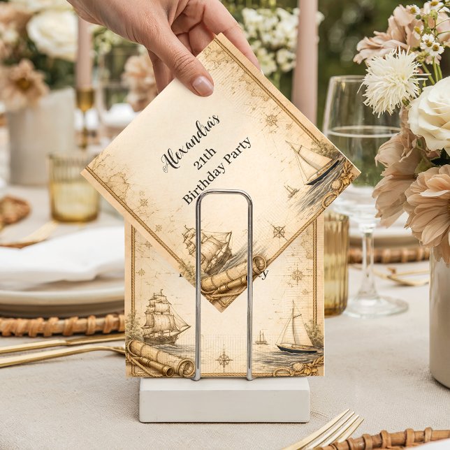 Antique Nautical Map Birthday Serviette (Von Creator hochgeladen)