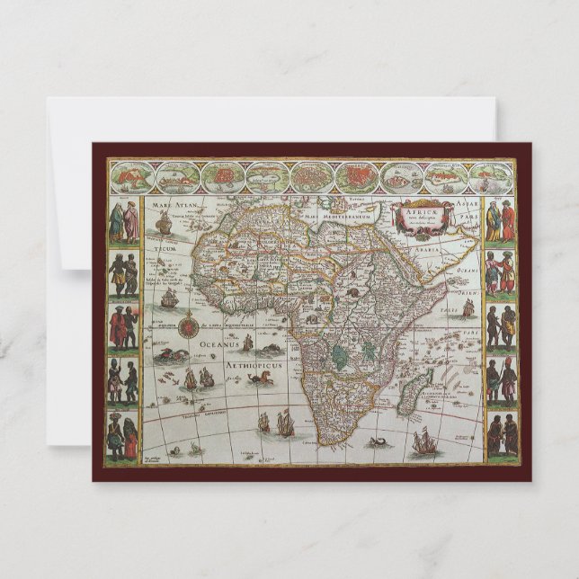 Antique Old World Map of Africa by Blaeu, c.1635 Einladung (Vorderseite)