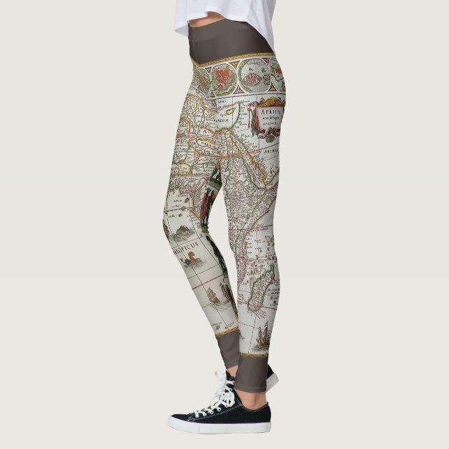 Antique Old World Map of Africa by Blaeu, c.1635 Leggings (Links)