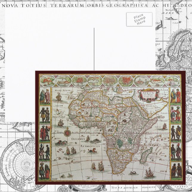 Antique Old World Map of Africa by Blaeu, c.1635 Postkarte (Von Creator hochgeladen)