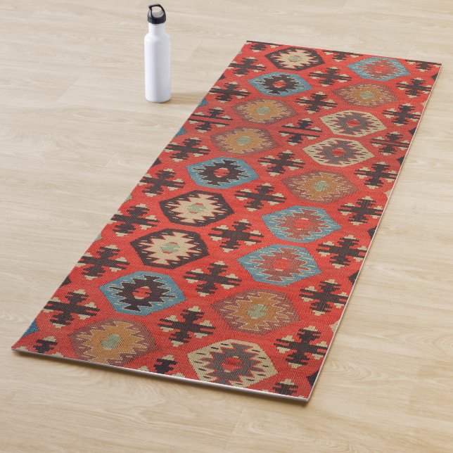 Antique Oriental Orange Red Kurdisch Kilim Yogamatte (Beispiel)
