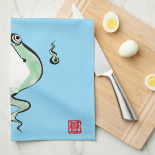 Antique Origin Story Grumpy Frog Japanischer Toad Geschirrtuch