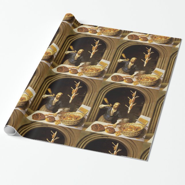 ANTIQUE OVEN BAKER, BAKERY BREAD SHOP GESCHENKPAPIER (Ungerollt)