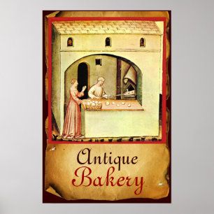 ANTIQUE OVEN BAKER, BAKERY BREAD SHOP POSTER