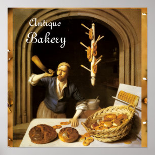 ANTIQUE OVEN BAKER, BAKERY BREAD SHOP POSTER