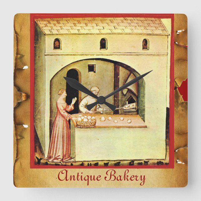 ANTIQUE OVEN BAKER, BAKERY BREAD SHOP QUADRATISCHE WANDUHR (Vorderseite)