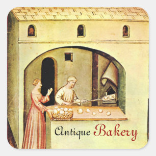 ANTIQUE OVEN BAKER, BAKERY BREAD SHOP QUADRATISCHER AUFKLEBER