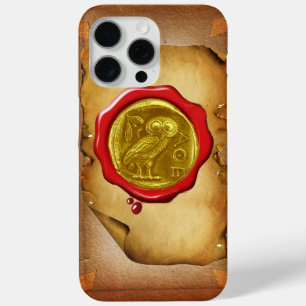 ANTIQUE OWL GOLD GELB ROTES WAX SIEGEL Perchment iPhone 15 Pro Max Hülle