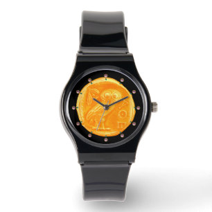 ANTIQUE OWL GOLD GREEK COIN ARMBANDUHR