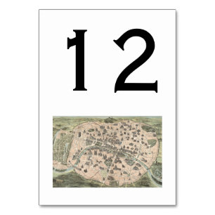 Antique Paris Street Map DIY BG Tischnummer