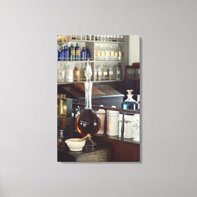 Antique pharmacy bottles leinwanddruck (Vorderseite)