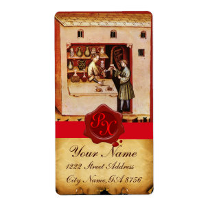 ANTIQUE PHARMACY RED WAX SEAL MONOGRAM