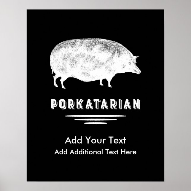 Antique Pig Bacon Lover Porkatarian Funny Poster (Vorne)