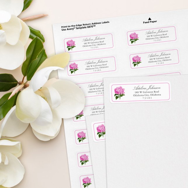 Antique Pink Hydrangea Return Address Label (girly pink hydrangea flower elegant and simple return address label for weddings and showers)