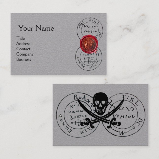 ANTIQUE PIRATEN TREASURE MAP, Rotes Wachs Siegel G Visitenkarte (Vorne/Hinten)