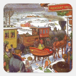 Antique Pleasant Tal Weihnachtszug Urlaub Quadratischer Aufkleber