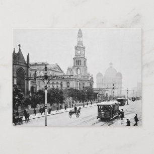 Antique Print George St Sydney Australien c1898 Postkarte