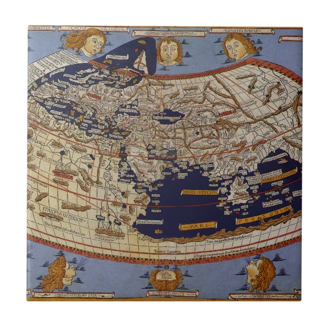 Antique Ptolemaic World Map, Johannes von Arnsheim Fliese (Vorderseite)