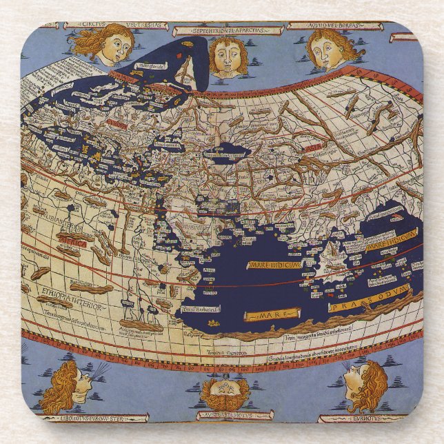 Antique Ptolemaic World Map, Johannes von Arnsheim Getränkeuntersetzer (Vorderseite)
