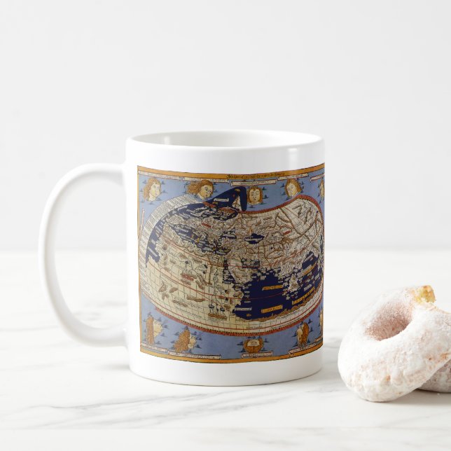 Antique Ptolemaic World Map, Johannes von Arnsheim Kaffeetasse (Mit Donut)