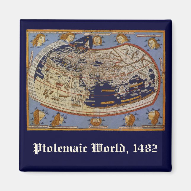 Antique Ptolemaic World Map, Johannes von Arnsheim Magnet (Vorne)
