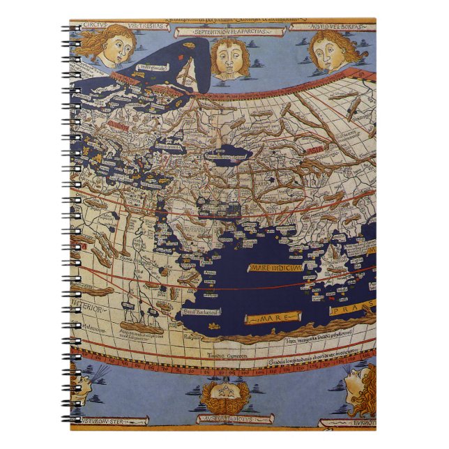 Antique Ptolemaic World Map, Johannes von Arnsheim Notizblock (Vorderseite)
