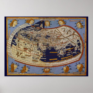 Antique Ptolemaic World Map, Johannes von Arnsheim Poster