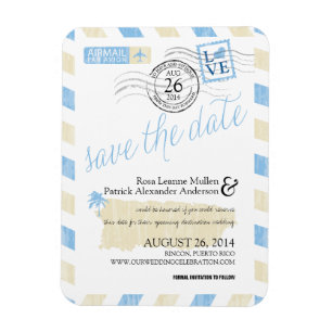 Antique Puerto Rico Airmail Save the Date Magnet