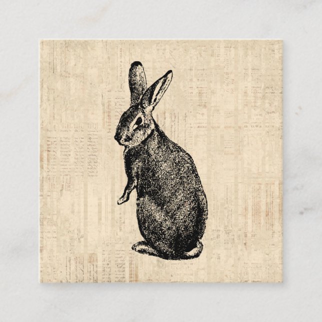 Antique Rabbit Illustration Bunny Art mit Script Begleitkarte (Vorderseite)