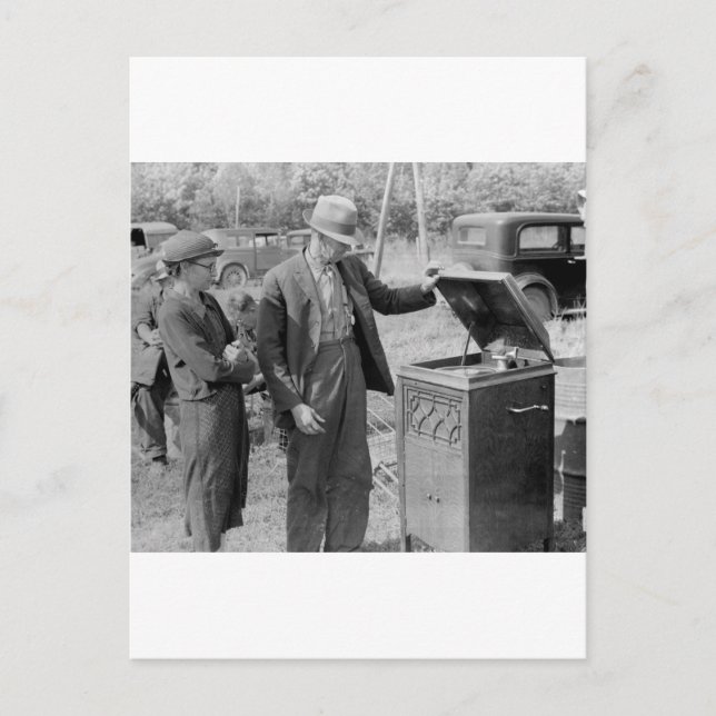 Antique Record Player, 1930er Postkarte (Vorderseite)