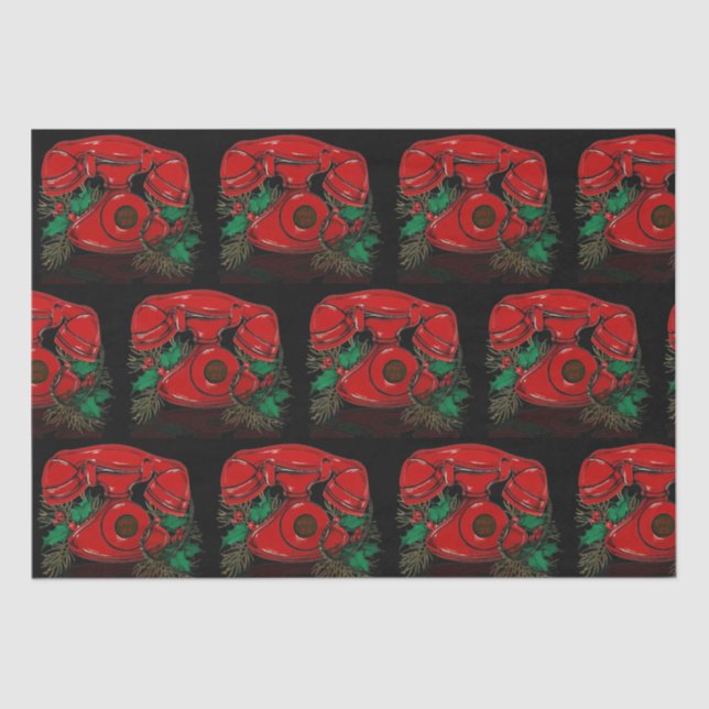 Antique Red Christmas Telefone Geschenk Seidenpapier (Vorderseite)