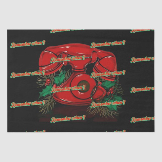 Antique Red Christmas Telefone Geschenk Seidenpapier (Vorderseite)