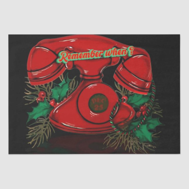 Antique Red Christmas Telefone Geschenk Seidenpapier (Vorderseite)