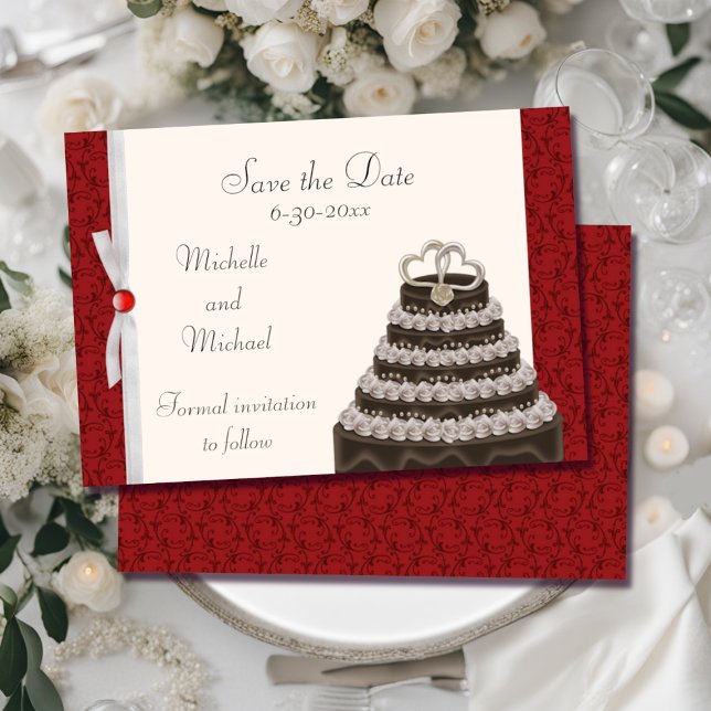 Antique Red Florentine Save the Date (Von Creator hochgeladen)