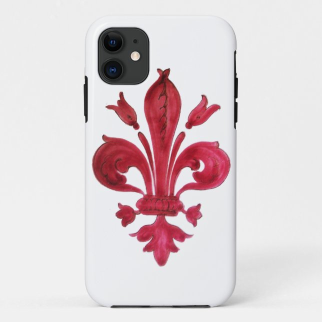 ANTIQUE RED LILIE IN WHITE Heraldic Floral Case-Mate iPhone Hülle (Rückseite)