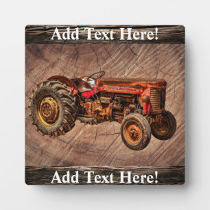 Antique Red Tractor Plaque Fotoplatte