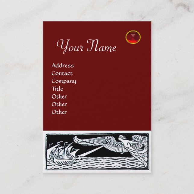 ANTIQUE REISE, RUBY MONOGRAM, rot Visitenkarte (Vorderseite)