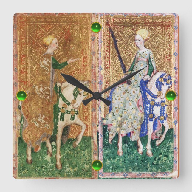 ANTIQUE RENAISSANCE TAROT/LADY VON MÜNZEN UND SCHW QUADRATISCHE WANDUHR (Vorderseite)