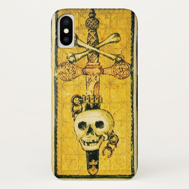 ANTIQUE RENAISSANCE-TAROTEN, ACE-OF-SCHWERTER Gelb Case-Mate iPhone Hülle (Rückseite)