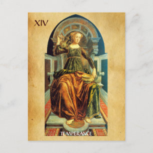 ANTIQUE RENAISSANCE TAROTS 14/TEMPERANZ POSTKARTE