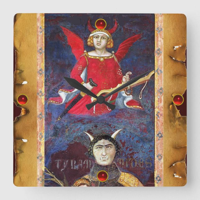 ANTIQUE RENAISSANCE TAROTS 15 /THE DEVIL QUADRATISCHE WANDUHR (Vorderseite)