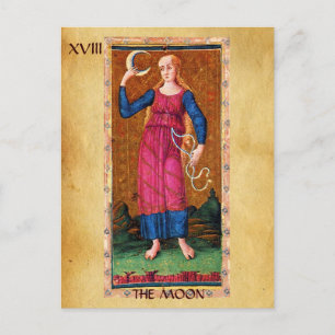 ANTIQUE RENAISSANCE TAROTS 18 / MOND POSTKARTE