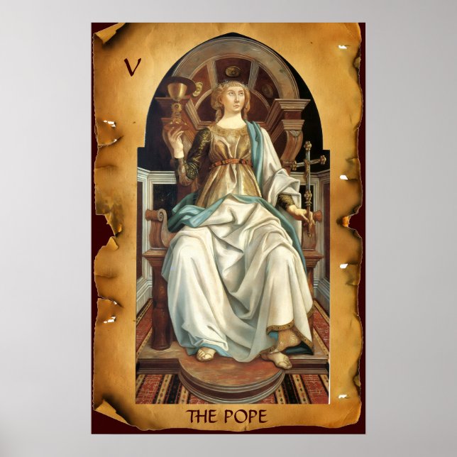 ANTIQUE RENAISSANCE TAROTS 5/ DAS POPE-Pergament Poster (Vorne)