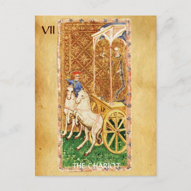 ANTIQUE RENAISSANCE TAROTS 7 / DIE CHARIOT POSTKARTE (Vorderseite)
