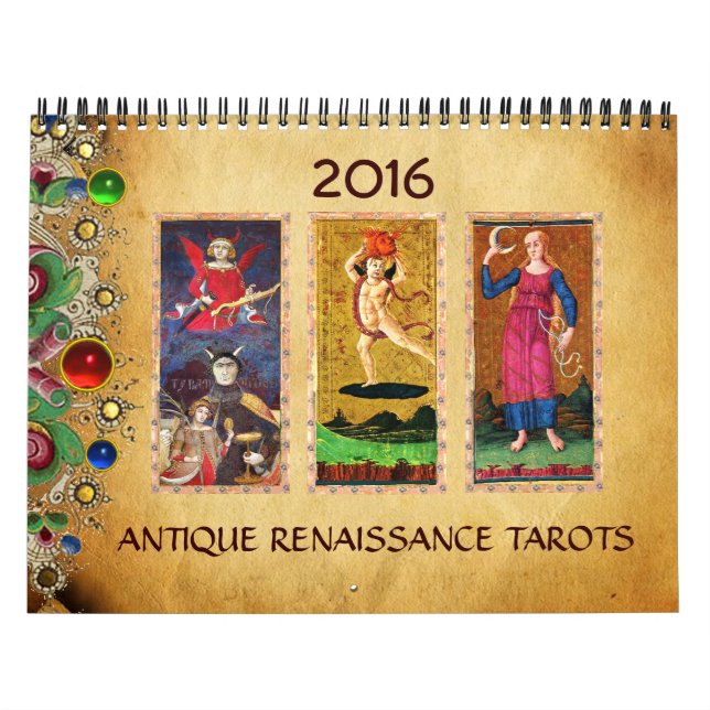 ANTIQUE RENAISSANCE TAROTS FLORAL PARCHMENT 2016 KALENDER (Titelbild)