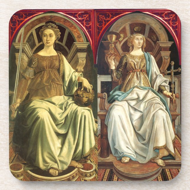 ANTIQUE RENAISSANCE TAROTS / JUSTIZ - POP GETRÄNKEUNTERSETZER (Vorderseite)